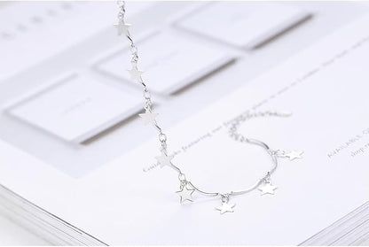 925 Sterling Silver Bracelets for Womens, Love Heart Charm Chain Bracelet Bangle Fashion Jewelry Gifts
