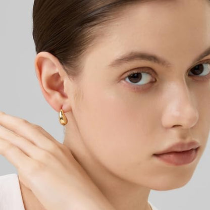 18K Gold Plated Huggie Hoop Earrings for Women, 925 Sterling Silver Post, Hypoallergenic Small Earrings - color: Curved Mini Hoops