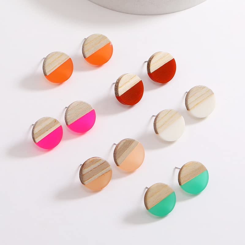 Retro Wooden Resin Geometric Bar Drop Dangle Earrings Layered Leopard for Women Polymer Clay Lightweight Statement Jewelry - style: 18