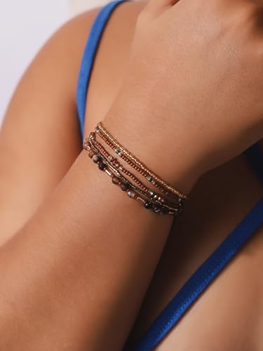 Bohemian Bead Stacked Bracelet, Vintage Multi-Layer Bracelet, Gift for Her - style: Bracelet R17-025