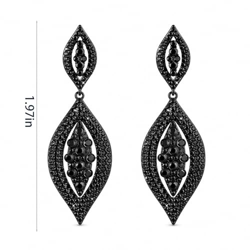 1Pair Black Statement Elegant Rhinestone Crystal Teardrop Clip on Earing | Clasp earrings | Classic design | Black rhinestones
