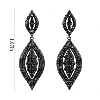 1Pair Black Statement Elegant Rhinestone Crystal Teardrop Clip on Earing | Clasp earrings | Classic design | Black rhinestones