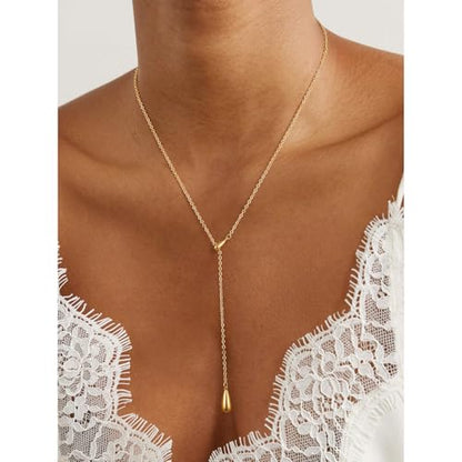 14K Gold Plated Layered Lariat Necklace for Women - Waterproof Non-Tarnish Dainty Gold Chain Necklace, Long Boho Statement Jewelry for Wedding, Prom, Summer Vacation Gifts - color: Drop Y Necklace-Gold