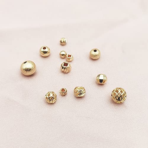 INSPIRELLE 120pcs Spacer Beads Gold Plated Round and Oval Beads | Long-Lasting for Jewelry Bracelet Necklace Making - color: 120x Round Oval