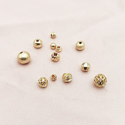 INSPIRELLE 120pcs Spacer Beads Gold Plated Round and Oval Beads | Long-Lasting for Jewelry Bracelet Necklace Making - color: 120x Round Oval