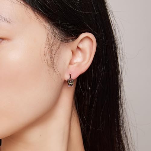 925 Sterling Silver Earrings Hypoallergenic Huggie Earring for Women - color: Black Cat