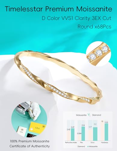 TIMELESSTAR Ideal Gifts Gold Bracelets for Women Hypoallergenic|Premium Moissanite|14K Gold Plated Non Tarnish - color: 14K Gold+Premium Moissanite