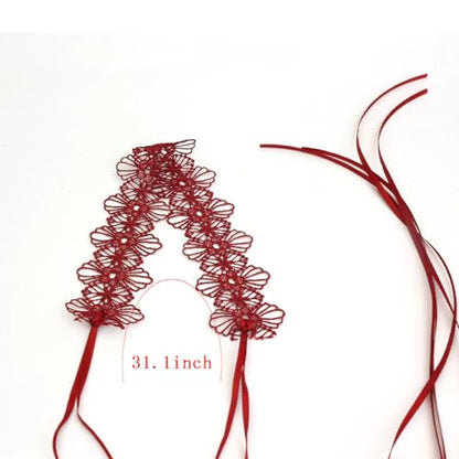 Pink Lace Choker Necklace Set, 10 Pieces - color: Red-3