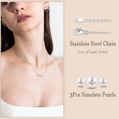 Trinckle Pearl Necklaces for Women, Pearl Choker Dainty Pendant Necklace | White Pendant Choker for Teen Girls, Layered Daisy Jewelry, Wedding Strands for Bride Bridesmaids as Beach Summer Accessories - style: Silver necklace