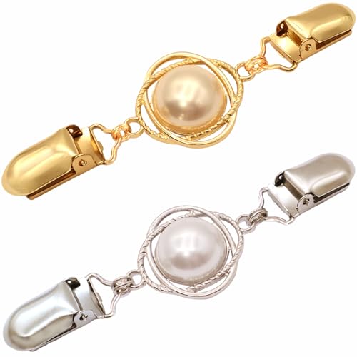2 PCS Waist Cincher Clips Dress Clips Back Cinch for Shawl Cardigan Sweater Clothes Shirt Tightener Clip(Silvery Golden) - color: Color P