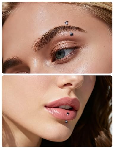 16G Astm F136 Titanium Eyebrow Piercing Jewelry Curved Barbell Eyebrow Ring Vertical Labret Lip Jewelry Daith Rook Earrings Navel Small Belly Button Ring Piercing Jewelry for Women Men CZ - style: 16G, 6MM Length, Black CZ