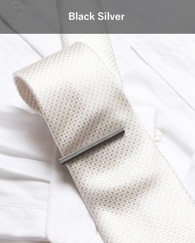 [TAVARAT] Tie Clip Tie Clips for Men Knurling Black Silver Tie Bar Tie Pin Tps-095 - style: black silver