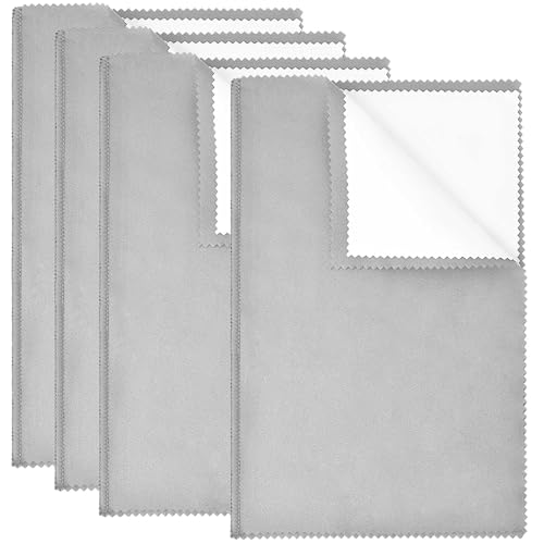SEVENWELL Silver Polishing Cloth, 4PCS Large Jewelry Cleaning Cloths | Dual-Layer Cleaning, 10" × 12" Large Size, Reusable, Helps Remove Tarnish, Restores Shine, Jewelry Care - color: 4pcs Light Gray