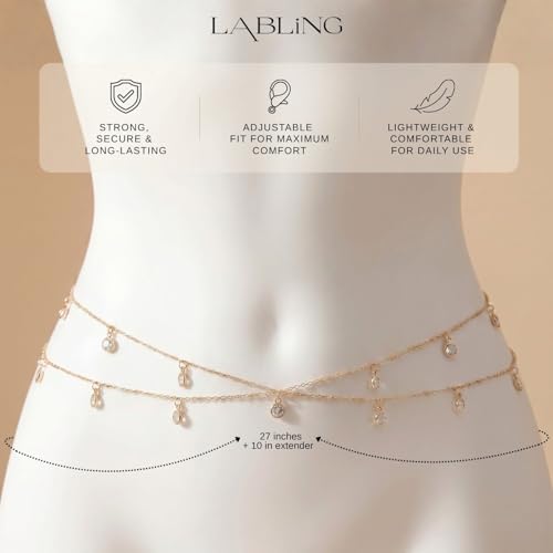 Gold Belly Waist Chain for Women | Layered Belly 14K Gold Plated Chain Adjustable Bikini Belly Beads Body Chain Waterproof | Jewelry Gift - color: Style 4