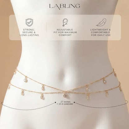 Gold Belly Waist Chain for Women | Layered Belly 14K Gold Plated Chain Adjustable Bikini Belly Beads Body Chain Waterproof | Jewelry Gift - color: Style 4