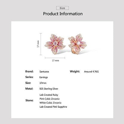 Santuzza Sterling Silver Gemstone Flower Earrings for Women - color: [A]Lily-Pink