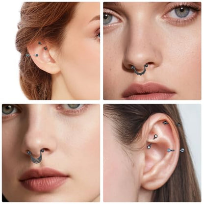 D.Bella 14G Nipple Rings Opal CZ Nipplerings Piercing Stainless Steel Nipple Straight Piercing Barbell for Women - style: Style AA