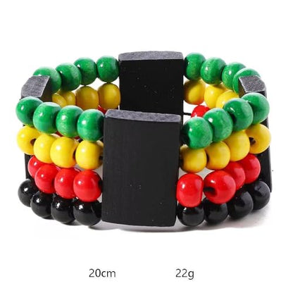 Black History Month Stretch Bracelet, Multilayer Stacked African Wooden Beaded Bangle Bracelet, Red Yellow Green Black Juneteenth, Bohemian Jewelry for Women