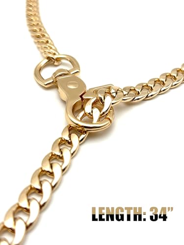 paloli Women's Slip Chain Rainbow Heart O-Ring Chunky Chain Necklace, Rays Cuban Long Layered Jewelry, Adjustable Lariat Y-Necklace Heart Loop Choker - color: B-Heart-Gold