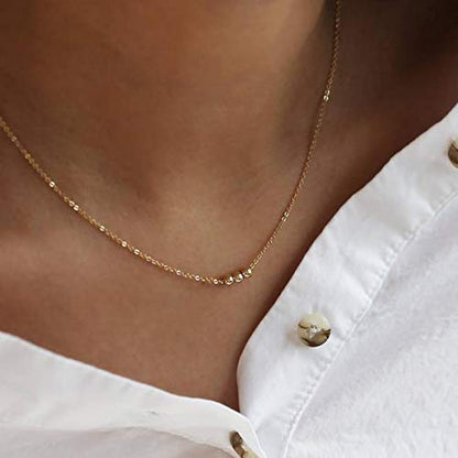 itianxi Dainty Cross Charm Pendant Necklaces,14K Gold Tiny Three Ball Necklace,Simple Fashion Jewelry for Women - color: gold 3 ball