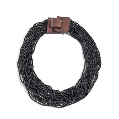Coiris Beaded Strand Necklace for Women Boho Chunky Beaded Strand Necklace Bohemian Summer Beach Necklace Jewelry for Women(N0059-Black) - color: Black
