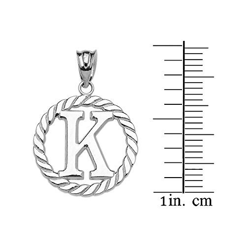 Claddagh Gold Fine 925 Sterling Silver Personalized Initial A-Z Roped Circle Charm Pendant - style: K