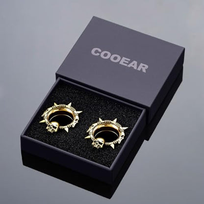 COOEAR Stainless Steel Melting Design Ear Expander, Stylish and Durable Ear Stretching Gauges Plugs. - color: S8794J, size: 12 mm