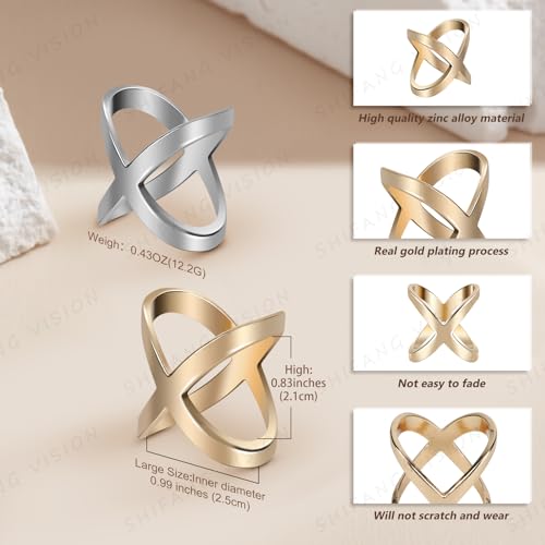 SYWDUDUCLT Scarf Ring for Women's Shawl, Silk Neckerchief, Tshirt, Gold/Sivler, S/M/L, 2 Pcs - style: Modern-L
