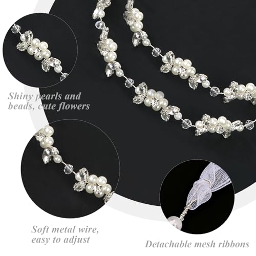 Wecoe Flower Girl Headpieces 2pcs Wedding Bridal Hair Accessories | Princess Headband for Birthday, Party, First Communion, Baptism - color: Silver A