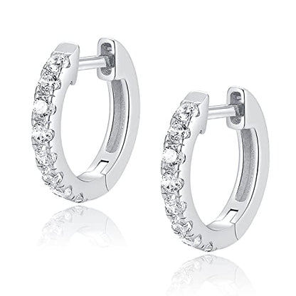 14K Gold Plated Hoop Earrings for Women with 925 Sterling Silver Post, Lightweight Small Hoop Earrings 15mm/20mm Huggie Hoop Earrings - color: CZ - 925 Sterling Silver, size: 15MM