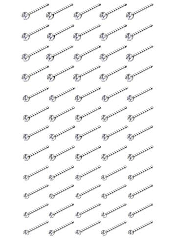 REVOLIA 60-120Pcs 22G 316L Stainless Steel Nose Studs Rings Piercing Body Jewelry 1.5-2.5mm