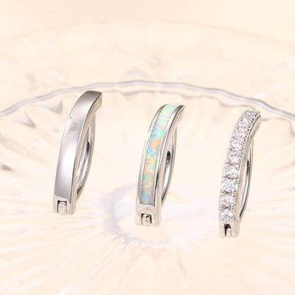 Jstyle 3Pcs 14G Clicker Belly Button Ring for Women - Gold 316L Surgical Steel, Cute CZ Opal Small Hoop, Simple Reverse Navel Piercing Jewelry - color: Silver