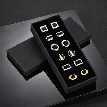 wynameleri Cufflinks Set 6 Pairs for Men, Business Formal Shirts Buttons Cuff Link Packed in Case - color: B0206003