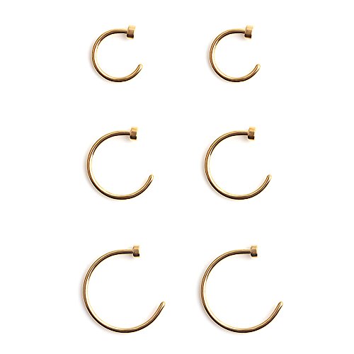 6-18pcs 18 Gauge Stainless Steel Body Jewelry Piercing Earrings Lip Nose Hoop Ring Unisex 6mm 8mm 10mm - color: 6PCS - Gold