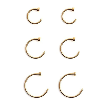 6-18pcs 18 Gauge Stainless Steel Body Jewelry Piercing Earrings Lip Nose Hoop Ring Unisex 6mm 8mm 10mm - color: 6PCS - Gold