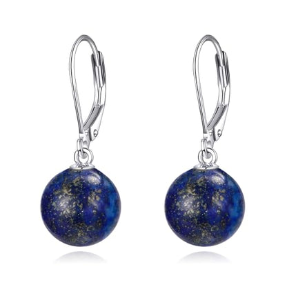 925 Sterling Silver Pearl Leverback Earrings Dangle Drop Jewelry Gifts for Women - style: Lapis Lazuli