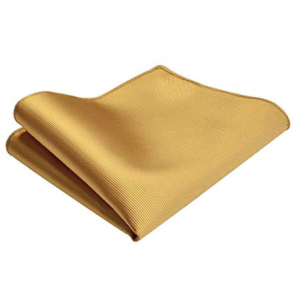 GUSLESON New 3.15"（8cm） Solid Color Necktie and Pocket Square Cufflinks Clip Set - color: Goldenrod