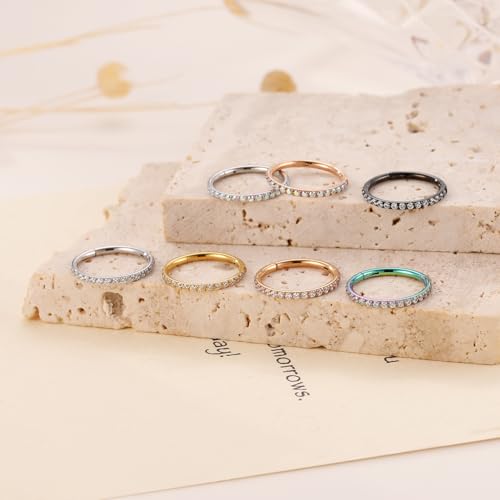 FUNLMO 20G 18G 16G 12G Nose Ring Hoop Conch Rook Daith Helix Tragus Piercing Jewelry 316L Surgical Steel Cartilage Earring Conch Hoop Earring Septum Jewelry Belly Lip Ring 5mm to 14mm - color: Rose gold-Clear CZ, 1pc