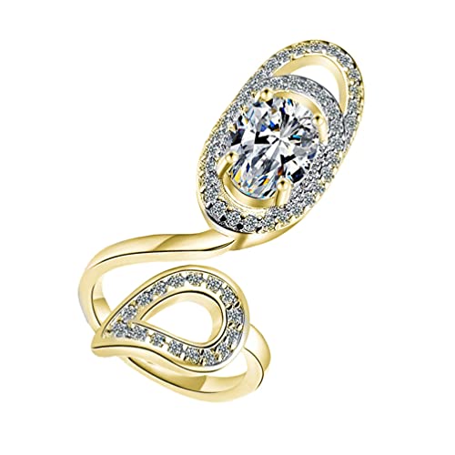 Holibanna Adjustable Open Fingernail Ring with Rhinestone Crystal Decoration Nail Art Charm for Women Party and Dance Finger Jewelry