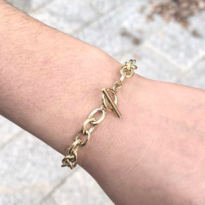 kelistom 925 Sterling Silver Bracelets for Women Teens, Love Heart Charm Chain Bracelet Bangle Fashion Jewelry Gifts - color: link braclet-OT 14K gold