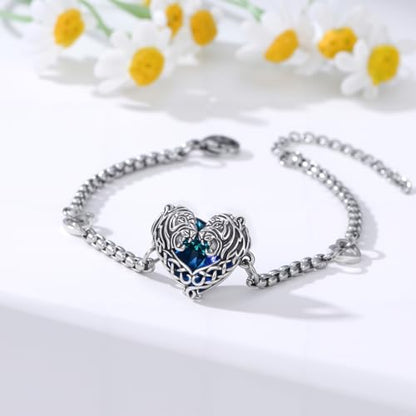 Animal Bracelet for Women 925 Sterling Silver Celtic Dragon/Horse/Wolf Bracelet Adjustable Bracelet Cute Animal Jewelry Gift for Women - style: Tiger Bracelet