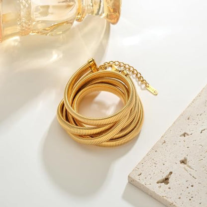 Chunky Gold Choker Necklace for Women, 14K Gold Plated Snake Chain Statement Necklace Triple Twsited Layered Choker Necklaces Jewelry Gifts - style: 3 LAYER/14K GOLD