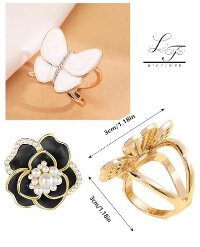 Scarf Rings Buckle And Slides For Women Scarves Pin Tshirt Ties Clip For The Side 3CP - color: White butterfly silk scarf buckle