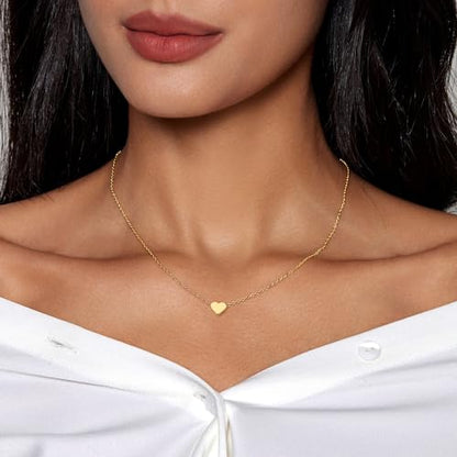 HERIER Cute Heart Necklace Dainty 18k Gold Plated Tiny Heart Pendant Choker Necklaces Small Gold Love Open Heart Chain Necklace for Women Simple Gold Necklace for Women Trendy Jewelry - color: Tiny Heart Necklace-Gold