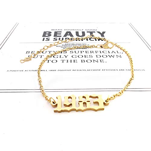 CSIYANJRY99 Birth Year Ankle Bracelets for Women14K Gold Plated Birth Year Number Anklets Adjustable Chain Beach Foot Ankle Bracelets for Women Birthday - style: 1983