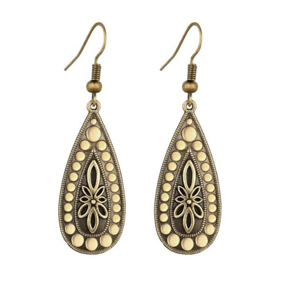 Boho Turquoise Dangle Earrings For Women Trendy,Western Blue Gemstone Drop Earings,Vintage Gothic Ethnic Statement Beach Vacation Long Birthstone Earrings with Leaf Teardrop Turquoise Crystal Tassels,Fashion Jewelry Birthday Gift. - style: A38 Bronze Flow