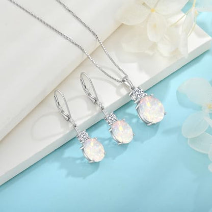 Birthstone Necklace for Women 925 Sterling Silver | Oval Cut Pendant Necklace, Jewelry for Mom Wife - color: Miky White