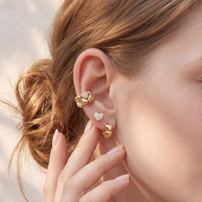 Gold Ear Cuff for Women, 14K Gold Plated Single Non-Pierced Earring with Micro-Pave Cubic Zirconia Adjustable Open Ear Clip for Daily Wear & Special Occasions - color: ear cuff-S 004