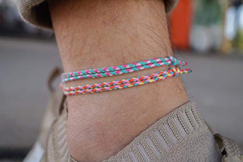 Made by Nami 2 Pcs Wave String Ankle Bracelets for Women Waterproof & Adjustable Thin Braided Anklet Surfer Boho Ankle Bracelet Set of 2 Beach Accessories - color: Retro Set