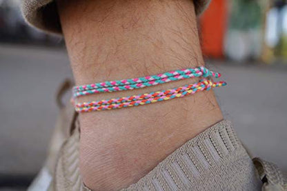 Made by Nami 2 Pcs Wave String Ankle Bracelets for Women Waterproof & Adjustable Thin Braided Anklet Surfer Boho Ankle Bracelet Set of 2 Beach Accessories - color: Retro Set